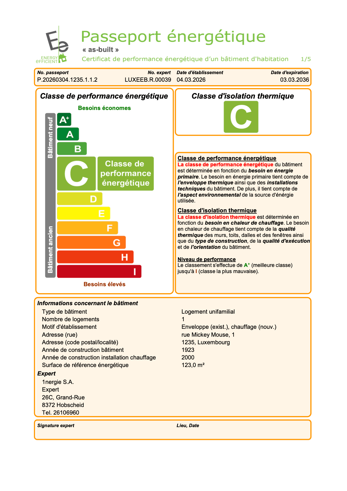 Energiepass Certificate Example